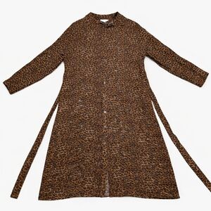 Time and Tru Brown Leopard Print Long Sleeve Shirt Dress